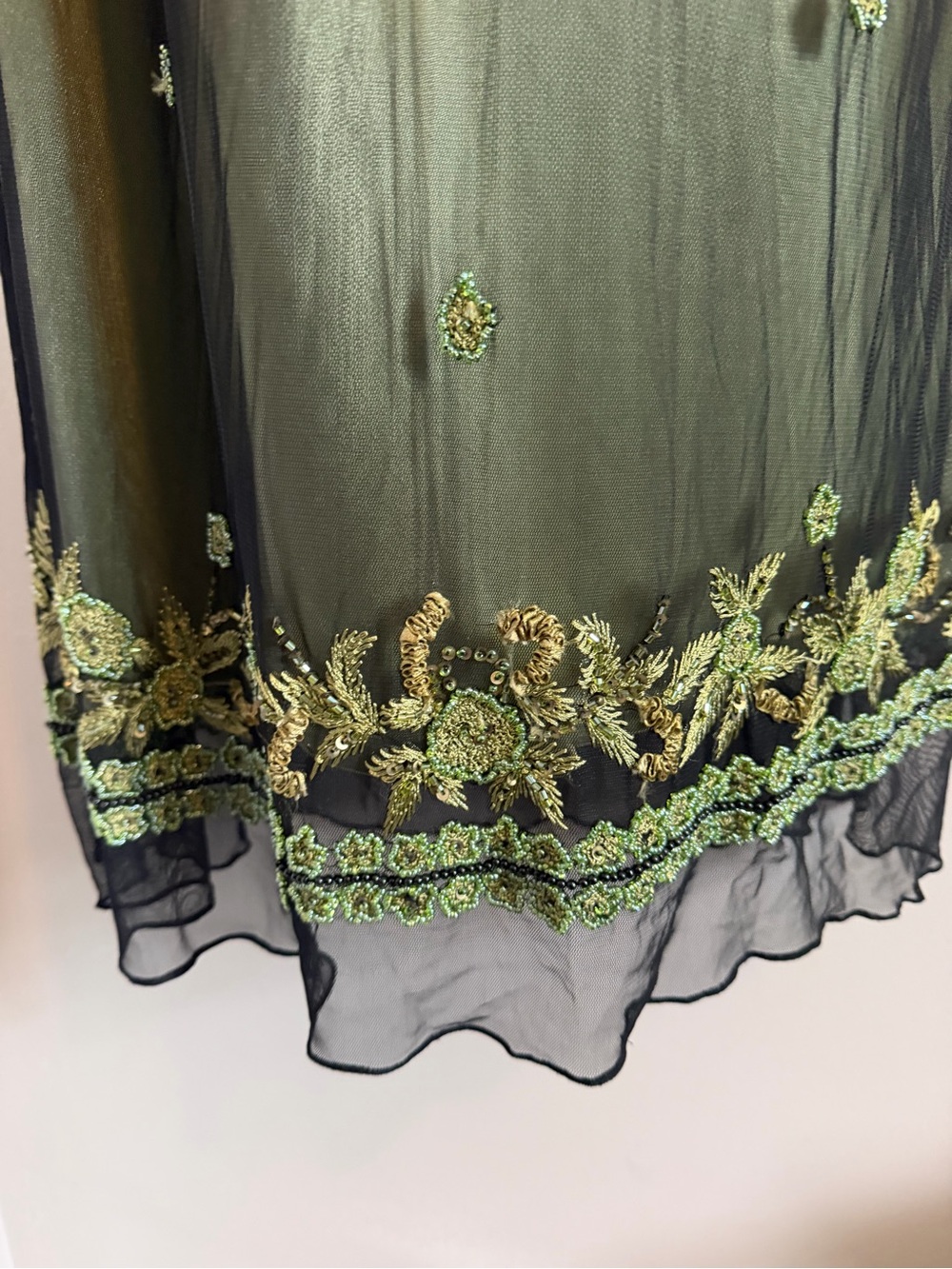 Laura Plus Green Beaded Sequin Mesh Flapper vintage  Dress 20W - Picture 4 of 11